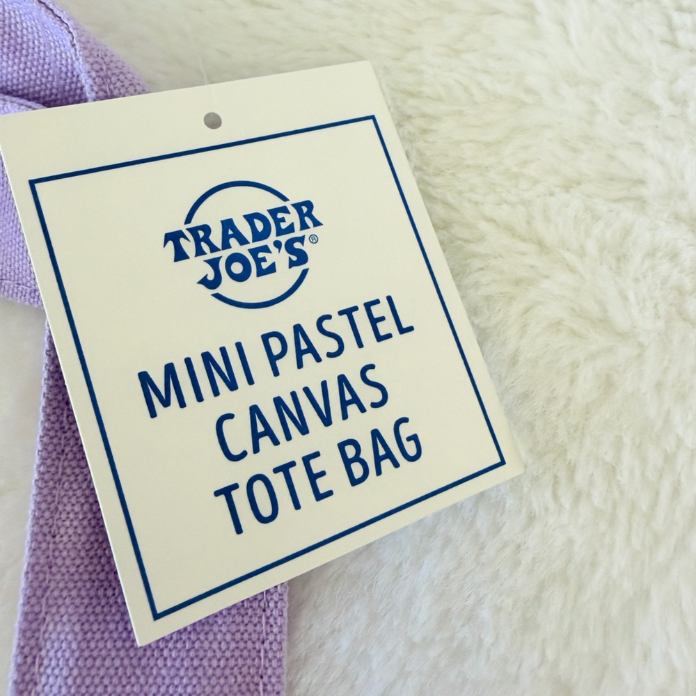 Set of 2 - Trader Joe's Mini Pastel Canvas Tote Bag - Purple Pink - Viral - Picture 4 of 8